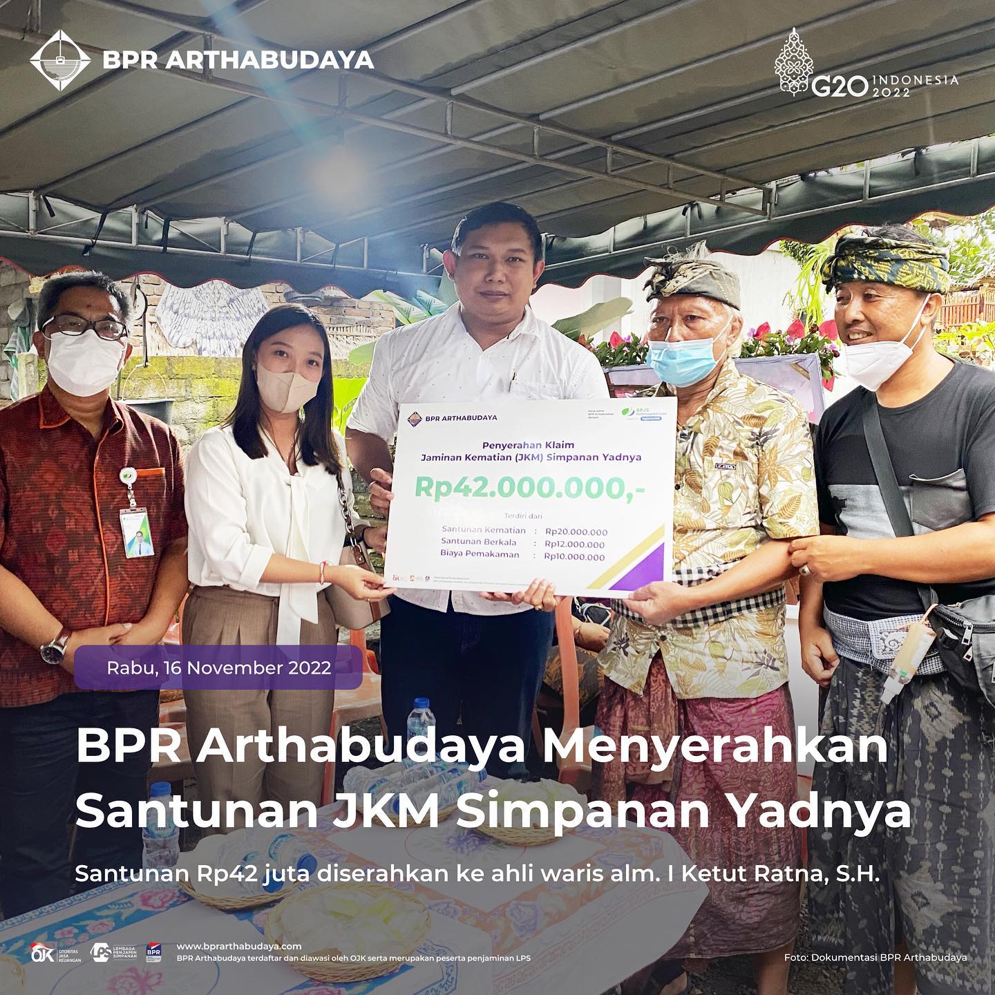 BPR Arthabudaya Menyerahkan Santunan JKM Simpanan Yadnya